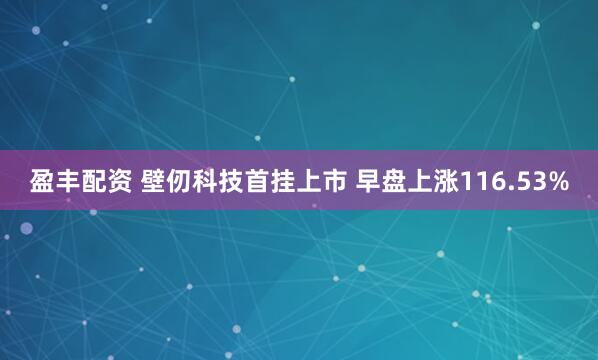 盈丰配资 壁仞科技首挂上市 早盘上涨116.53%