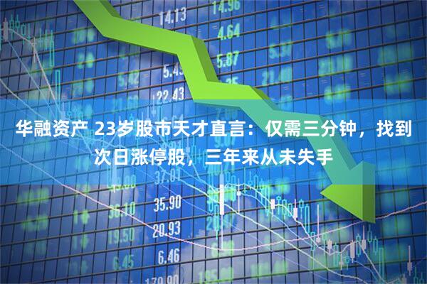 华融资产 23岁股市天才直言：仅需三分钟，找到次日涨停股，三年来从未失手